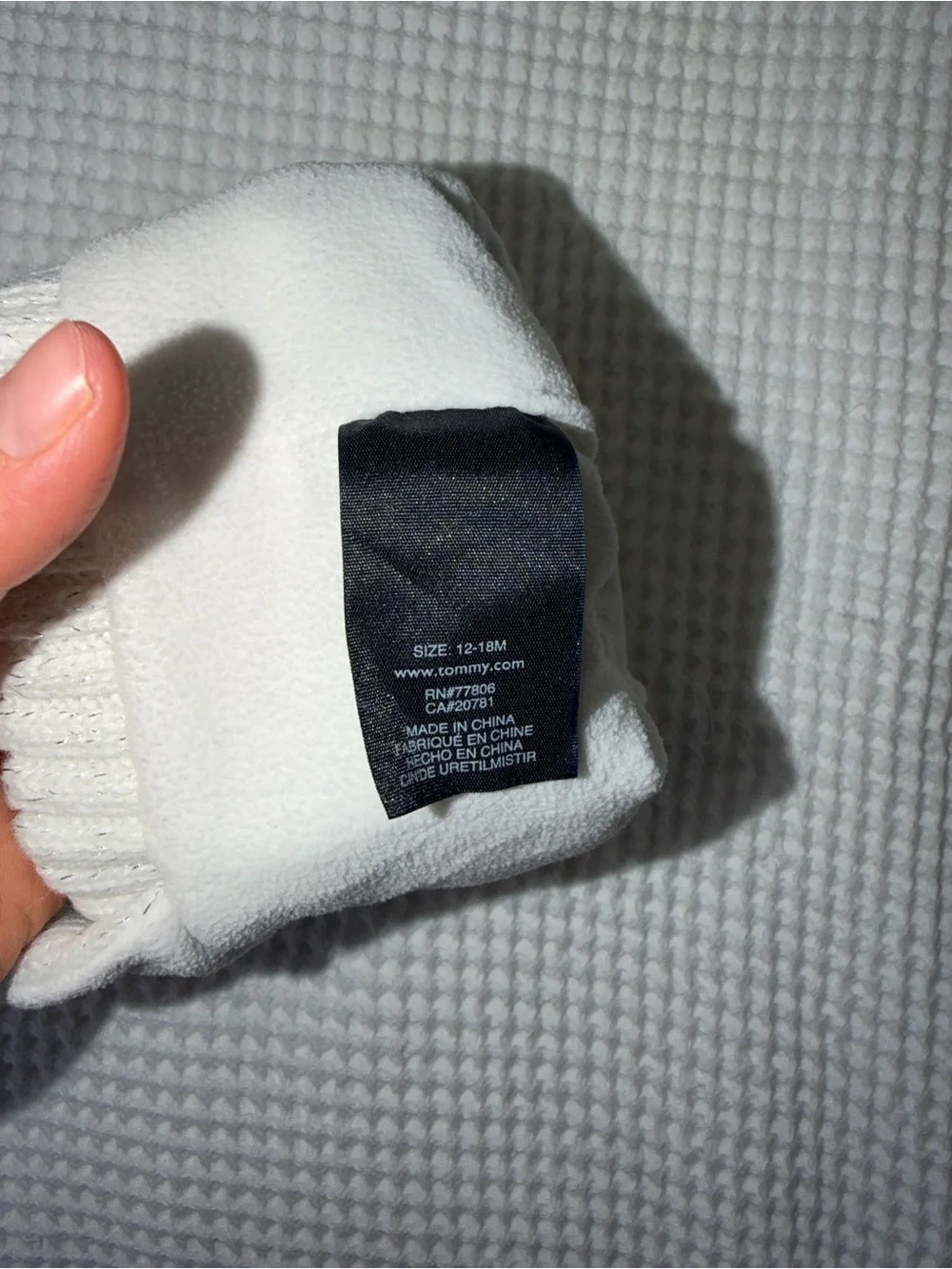 Tommy Hilfiger Baby Cable Knit Trapper Beanie Hat 12-18M Pom Pom